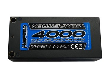 Preview: LiPo 4000mAh 7.4V 29.6Wh Competition Akku H-SPEED LCG Shorty 5mm Buchse (93x46,5x19mm, 156g)